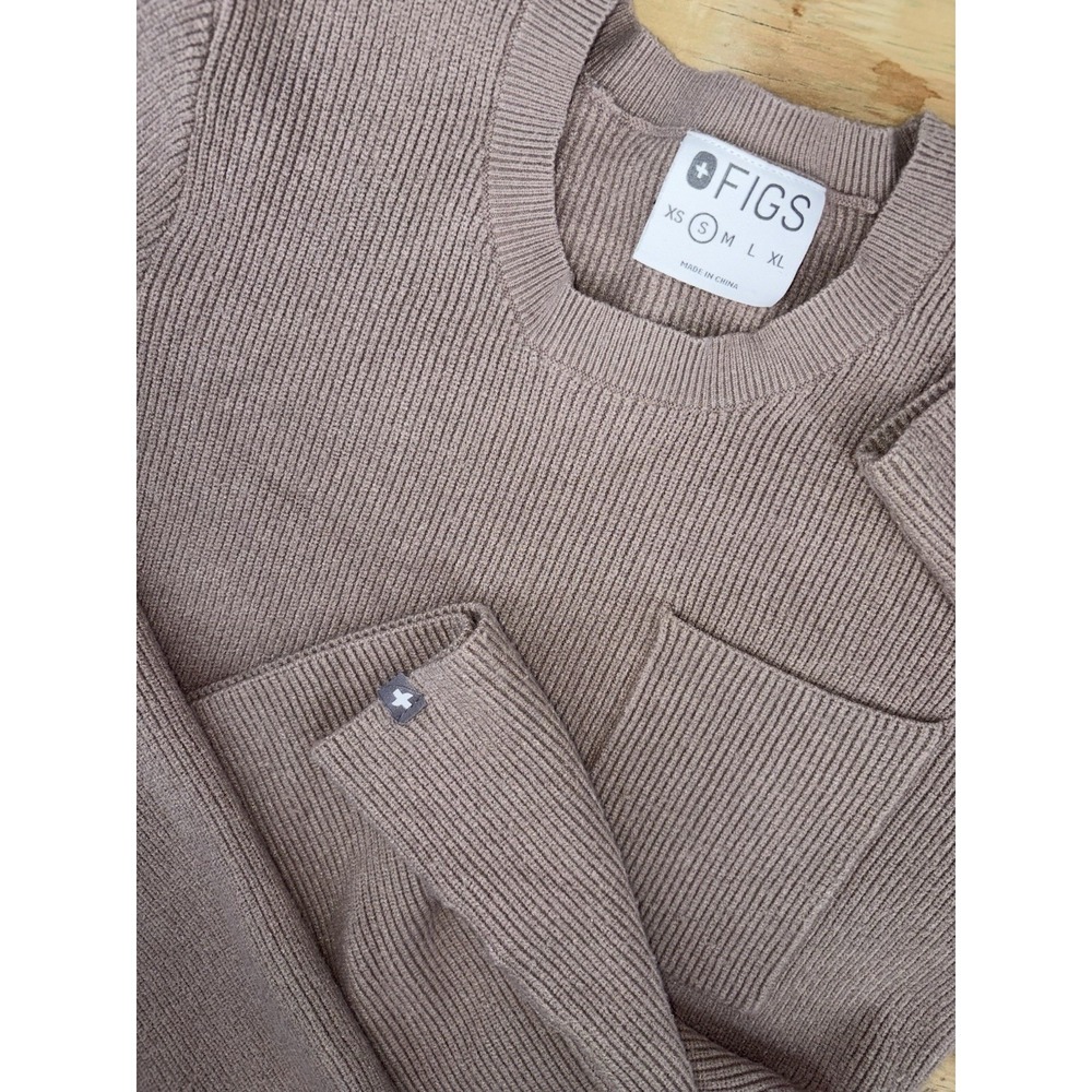 FIGS Off Shift Ribbed Knit Pocket Sweater Small Medical Nursing Loungewear
